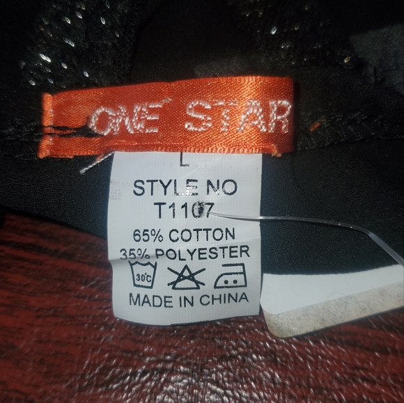 Black Strapless Top, Cotton/Polyester Size Large, with silver beads. - Picture 5 of 5